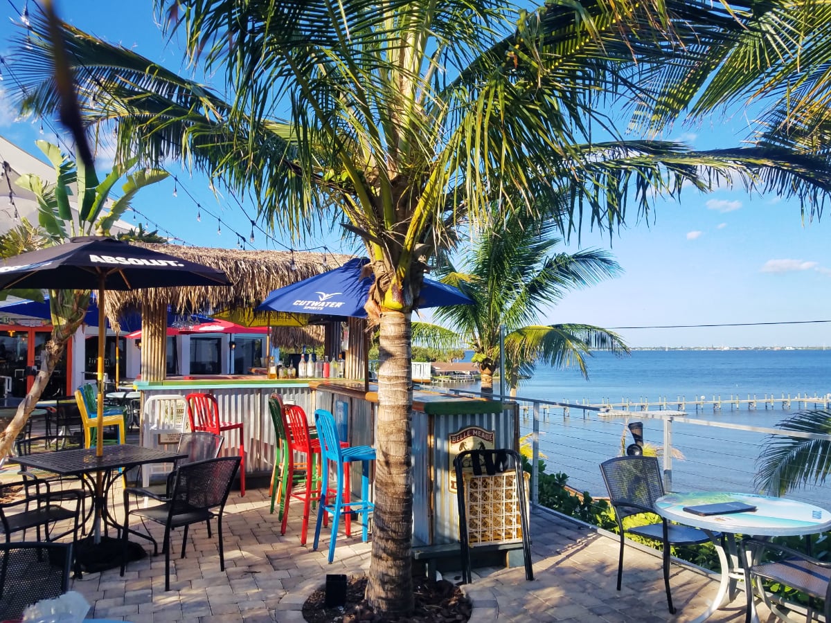 The Lazy Turtle Palm Bay outside riverfront tiki bar