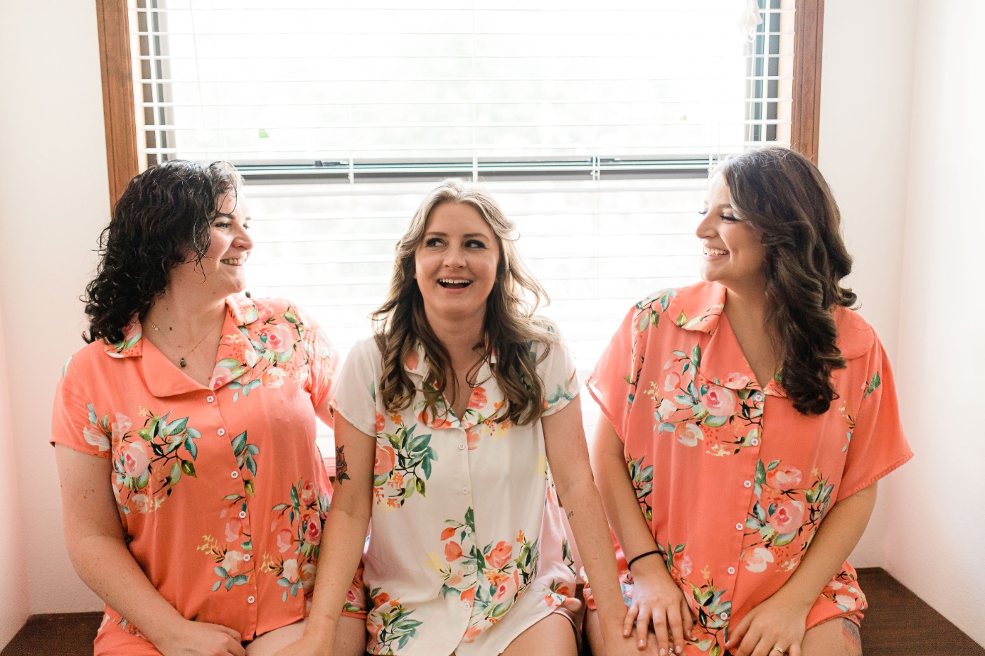 Mae and her bridesmaids in their getting ready pjs