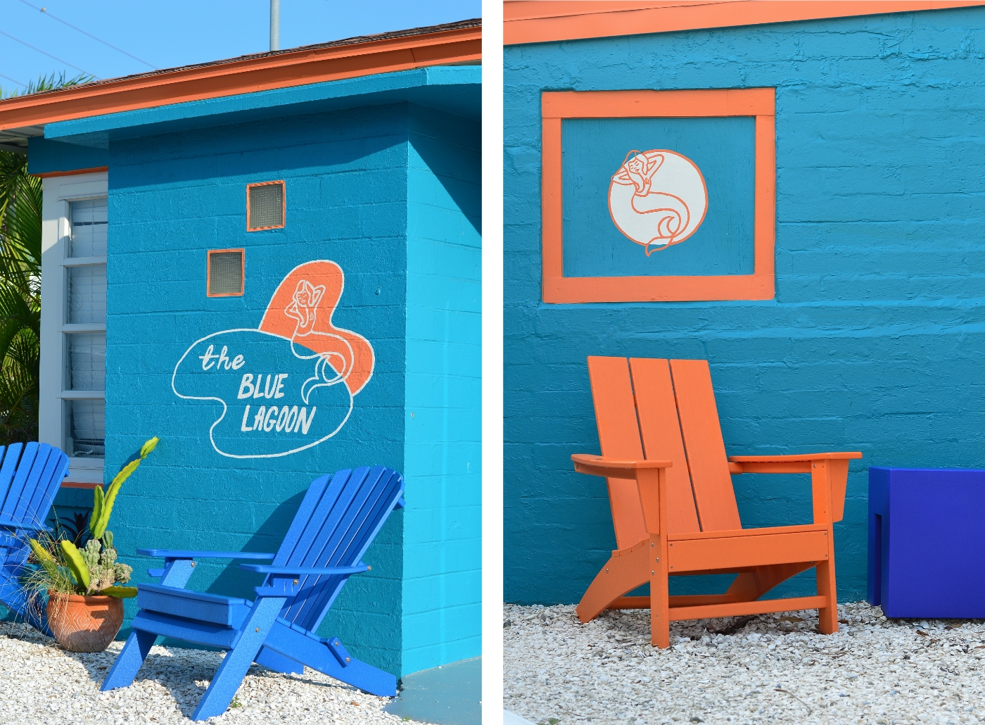 The Blue Lagoon graphics front and back, Sunset Inn Treasure Island